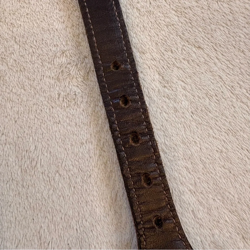 Dooney & Bourke Black Wool Surcingle Belt with Brown Leather Trim Brass Buckle
